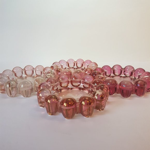 Set of 4 Vintage Boopie Glass Nova Candlewick Bubble Glass Ashtray Candle Holder - Picture 15 of 16